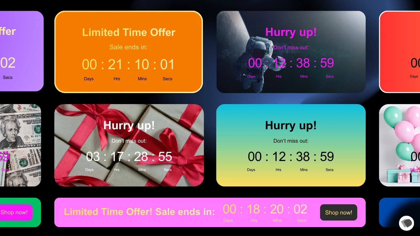 Countdown321 timer styles preview